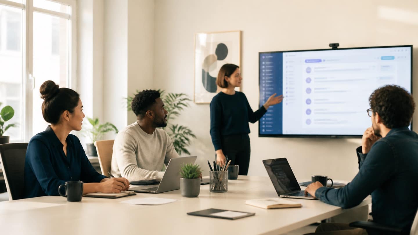 Small business team using professional email