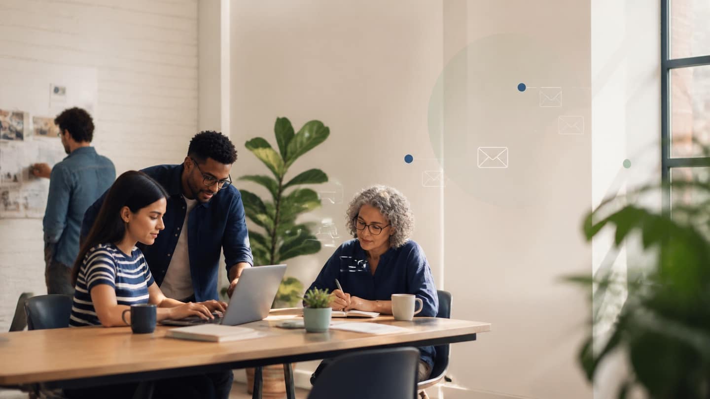 Nonprofit team coordinating email communication